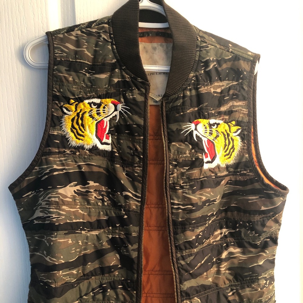 Camo Embroidered Tigers Denim and Supply Ralph Lauren Quilted Gorpcore Vest